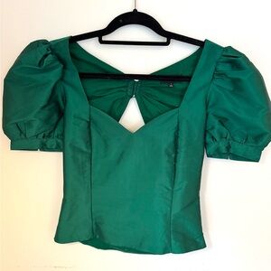MAJORELLE Green Puff Sleeve Blouse